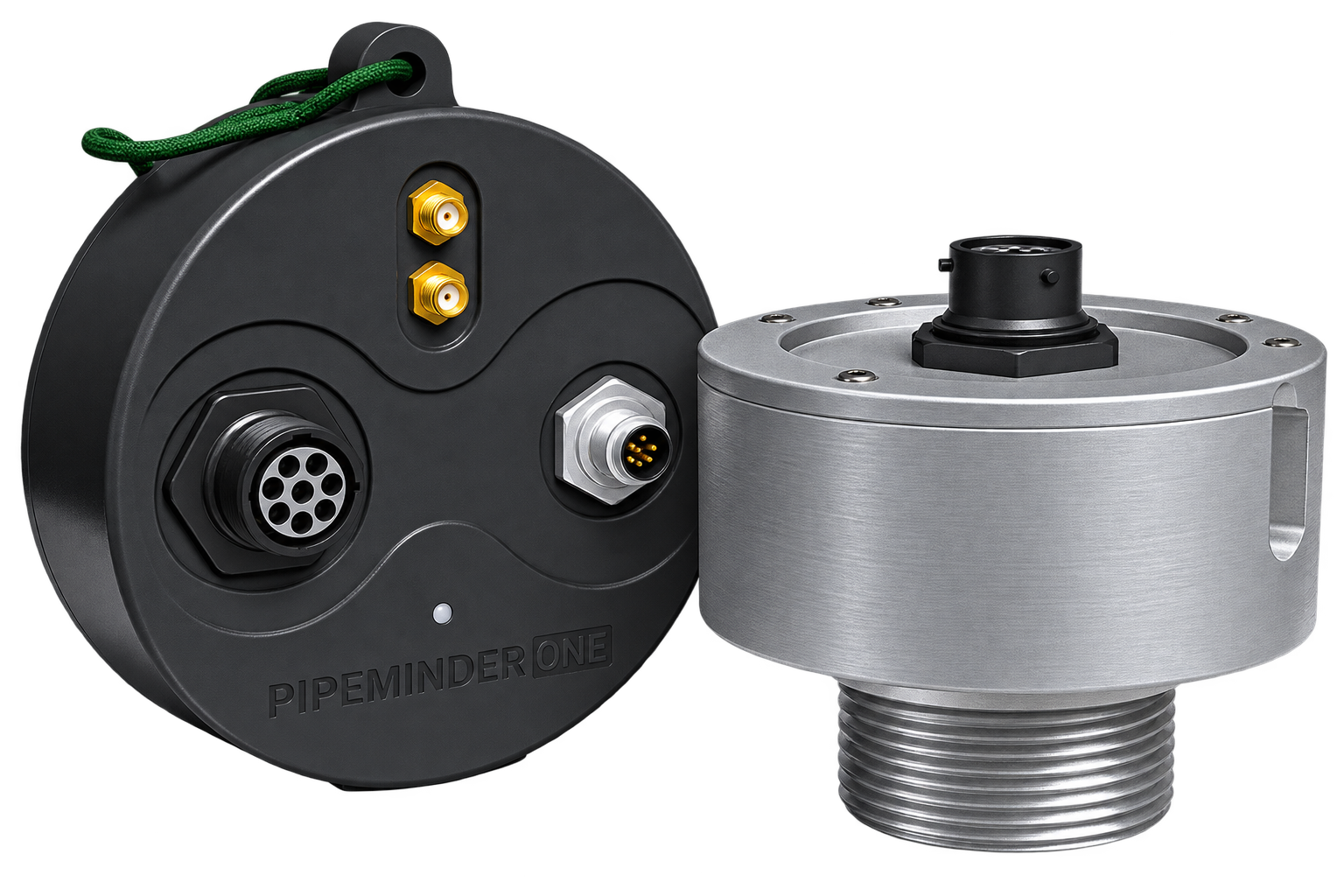 PIPEMINDER-ONE de Syrinix (Badger Meter): módulo registrador con conectores y sensor de presión de acero inoxidable