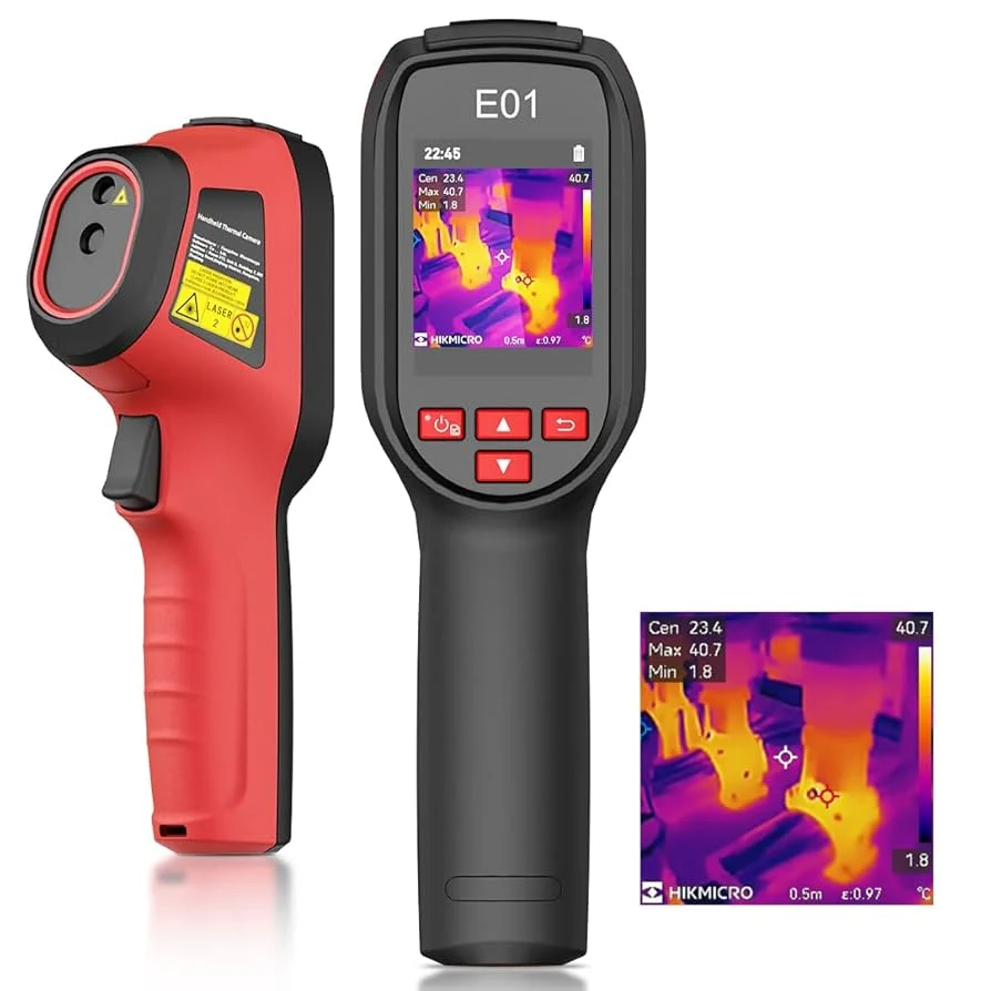 HIKMICRO E01: cámara termográfica portátil compacta de la serie E, con cámara visual y láser