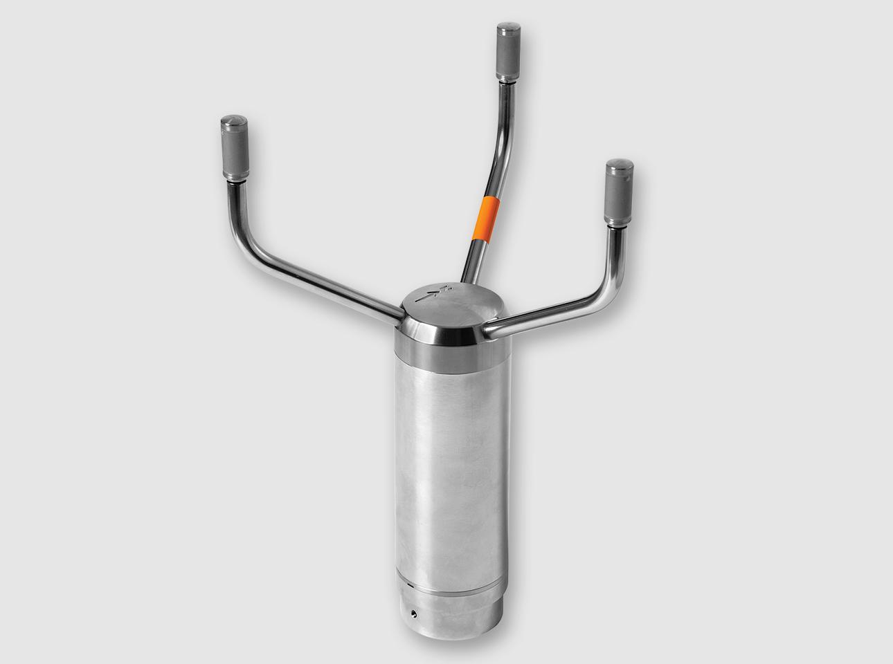 Anemómetro ultrasónico Vaisala WMT700 de acero inoxidable, con sus tres brazos y transductores